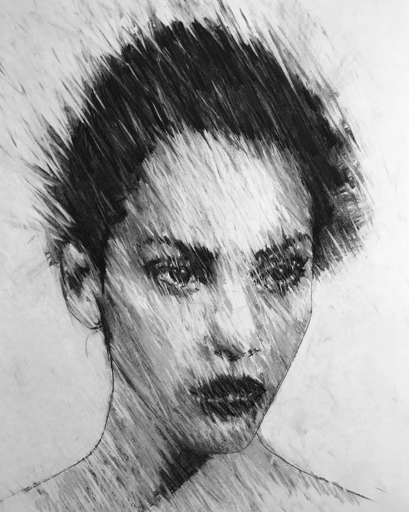 Powdered Charcoal  Portrait Sketch