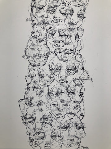 Lucid Faces #17 - original ink on paper- A4