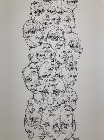 Lucid Faces #16 - original ink on paper- A4