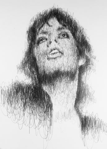 Mick Jagger Biro Portrait Drawing  - Biro on Paper - A3