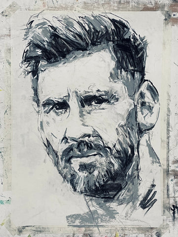 Lionel Messi- Charcoal Drawing - A2