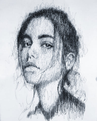 Biro Portrait Drawing  #4- Biro on Paper - A3