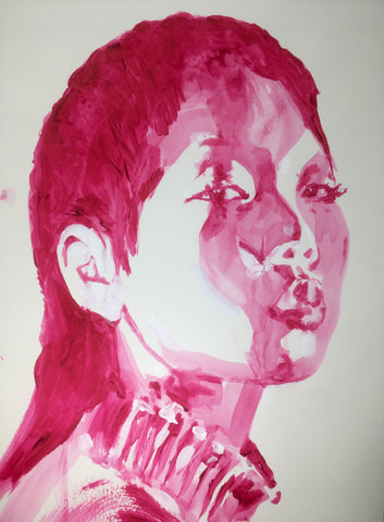 Magenta Portrait #10 - Acrylic on Paper - A3