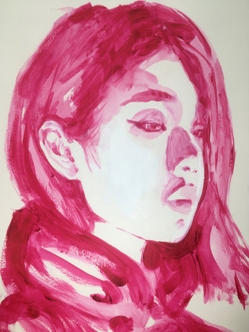 Magenta Portrait #11 - Acrylic on Paper - A3