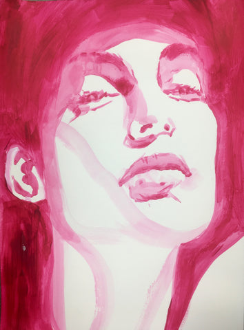 Magenta Portrait #14 - Acrylic on Paper - A3