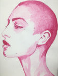 Magenta Portrait #16 - Acrylic on Paper - A3