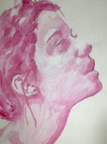 Magenta Portrait #1 - Acrylic on Paper - A3