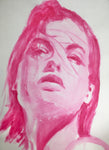 Magenta Portrait #3 - Acrylic on Paper - A3