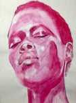 Magenta Portrait #6 - Acrylic on Paper - A3