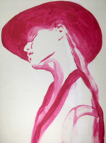 Magenta Portrait #9 - Acrylic on Paper - A3